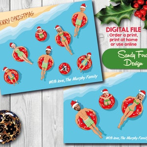 Cartão de Natal da família na praia, cartão de Natal com fotos engraçadas - para até 16 pessoas (pode incluir animais de estimação) - ARQUIVO DIGITAL