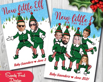 Christmas Pregnancy Announcement Card, Funny Photo Christmas Card - Christmas Elves - DIGITAL FILE