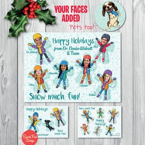 Photo Family Christmas Card, Family Winter Holiday Card - Snow Angels - for up to 20 people and pets - DIGITAL FILE