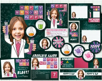 Science Party Package - Personalized with your photo - DIGITAL FILES