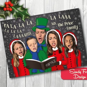 Family Christmas Card, Funny Photo Christmas Card - for up to 10 people - Carol Singers - DIGITAL FILE