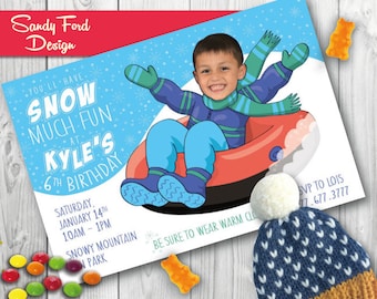Snow Birthday Party Invitation for boy or girl  - Personalized with your photo DIGITAL FILE