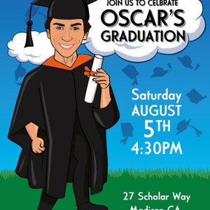 Graduation Invitation, Grad Invites, Graduation Invitation Celebration, Illustrated from photo DIGITAL FILE image 2