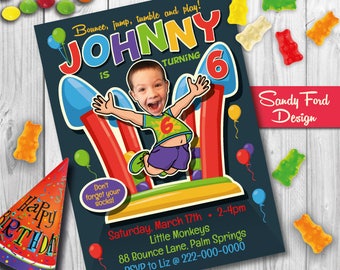 Bounce House Birthday Party Invitation per ragazzo o ragazza - Personalizzato con la tua foto FILE DIGITALE