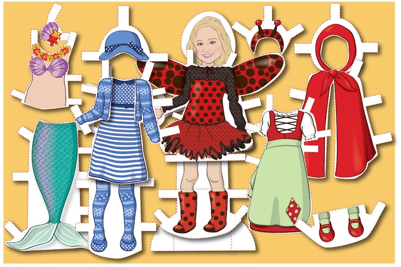 Personalized Paper Doll Kit printable DIGITAL FILES image 4