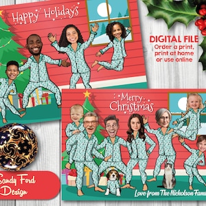 Tarjeta de Navidad de pijama familiar divertida, tarjeta de Navidad familiar personalizada, tarjeta navideña con foto divertida - para hasta 20 personas - ARCHIVO DIGITAL