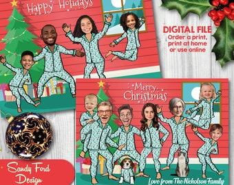 Funny Family Pajama Christmas card, Personalized Family Xmas Card, Funny Photo Holiday Card - for up to 20 people - DIGITAL FILE