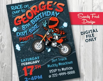 Boy's Dirt Bike Birthday Party Invitation, Motorbike Invitation, Motocross Invitation, Motorcycle Invitation Printable DIGITAL FILE