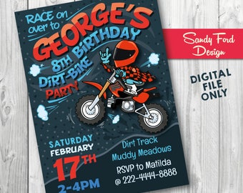 Convite de festa de aniversário de bicicleta suja para menino, convite de moto, convite de motocross, convite de motocicleta ARQUIVO DIGITAL imprimível