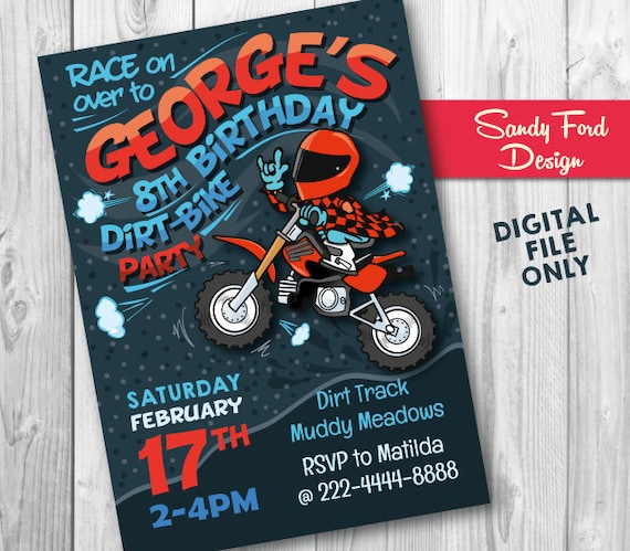 Boy's Dirt Bike Birthday Party Invitation, Motorbike Invitation, Motocross Invitation, Motorcycle Invitation Printable DIGITAL FILE