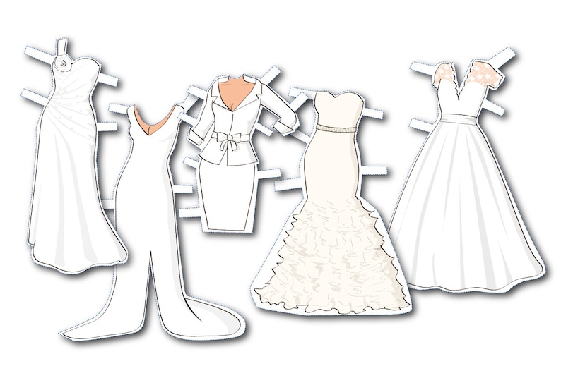 Bridal Shower Paper doll kit Bachelorette party favor Printable illustrated from your photo image 3