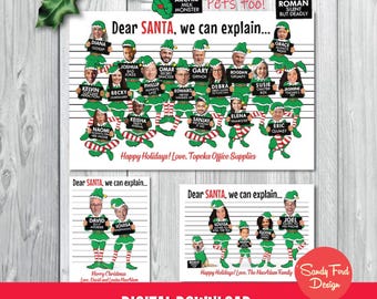 Naughty List Personalized Family Christmas Card, Funny Photo Office Christmas Card - Christmas Elves - for up to 28 people - DIGITAL FILE
