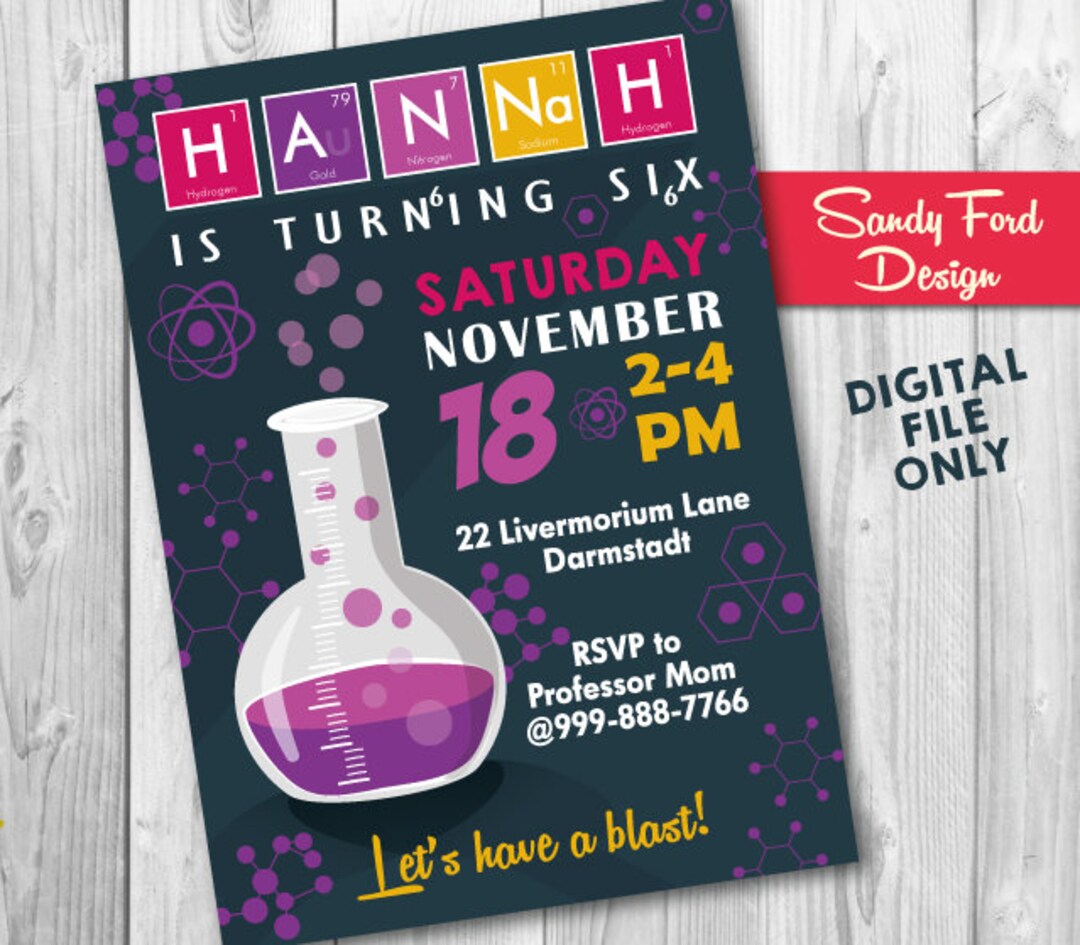 Girls Science Party Invitation Science Invitation Science Birthday ...