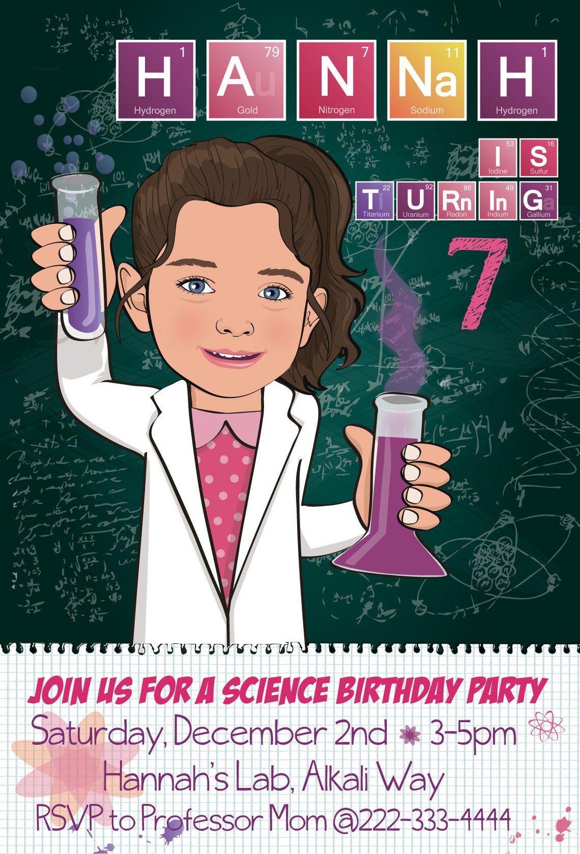 Science Birthday Party Invitation for Boy or Girl Etsy