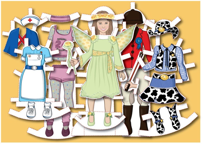 Personalized Paper Doll Kit printable DIGITAL FILES image 2