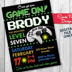 Video Game Invitation, Video Game Birthday Invitation, Gaming Birthday, Gaming Party, Video Game Party Printables DIGITAL FILE
