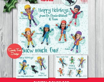 Funny Personalized Photo Family or Office Christmas Card – Snow Angels Holiday Card, Up to 20 People/Pets – Winter Card Digital Download