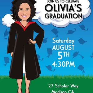 Graduation Invitation, Grad Invites, Graduation Invitation Celebration, Illustrated from photo DIGITAL FILE image 3