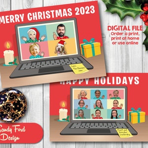 Personalized Family Christmas Card, Office Holiday Card, Funny Photo Zoom Christmas Card - for up to 21 people - DIGITAL FILE