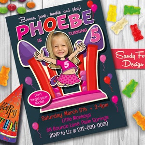 Bounce House Birthday Party Invitation for boy or girl - Personalized with your photo DIGITAL FILE