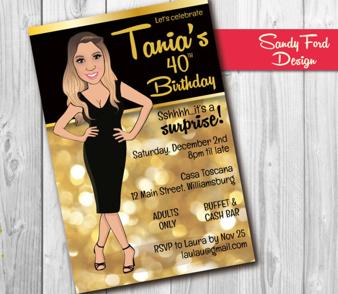 Invitación Fiesta Cumpleaños Mujer 30, 40, 50, cualquier edad - Ilustrada a  partir de tu foto ARCHIVO DIGITAL - Etsy México, image size:1080x942