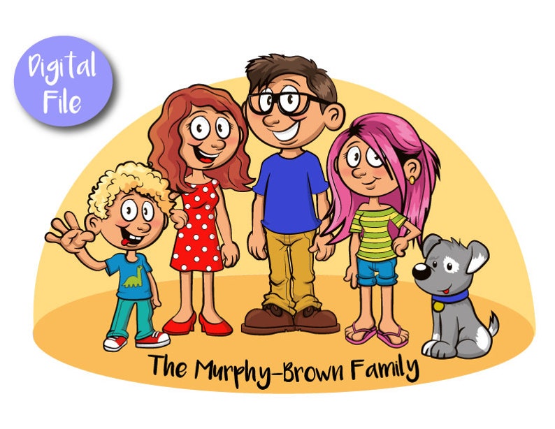Custom Cartoon Family Portrait PRINTABLE FILE | Etsy