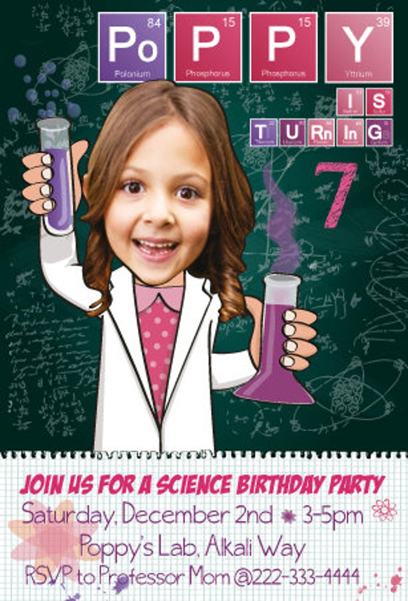 Science Birthday Party Invitation for a Girl or Boy Etsy UK