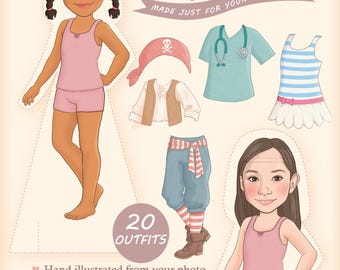 Personalized Paper Doll Kit - printable - DIGITAL FILES