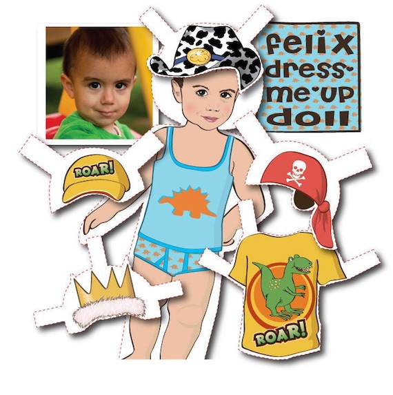 Toddler Boy's Personalized Paper Doll Kit - Printable - DIGITAL FILES