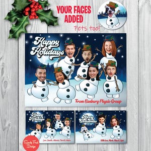 Snowman Christmas card, Personalized Family Xmas Card, Funny Photo Holiday Card - for up to 24 people - DIGITAL FILE