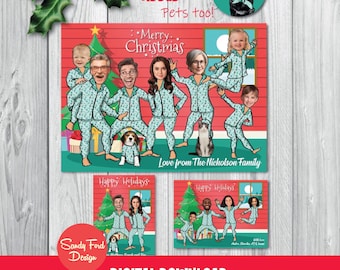 Funny Personalized Family or Office Christmas Card – Matching Pajamas Photo Holiday Card, Up to 20 People/Pets – Custom Digital Download