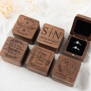 Personalized Wooden Wedding Ring Box, Custom Engraved Engagement Proposal Holder, Bridal Gift For Her, Engrave Ring Box