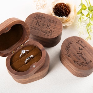 Personalized Wooden Wedding Ring Box, Engagement Ring Box, Proposal Ring Bearer, Custom Engraved Proposal Holder, Anniversary Gifts for Her