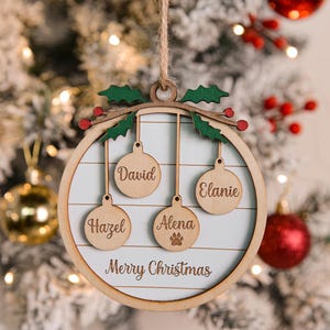 Personalized Wood Christmas Ornament, Custom Family Keepsake, Engraved Gift Tag