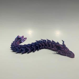 3D printed floral valentines love dragon dual-colour blue/pink with moving parts (flexi) (articulated)