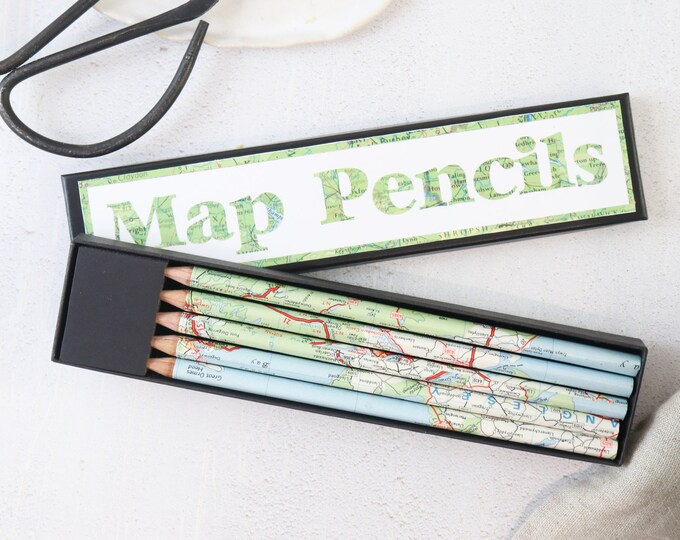 Geography Map Pencil Set, Travel Inspired Stationery - Etsy