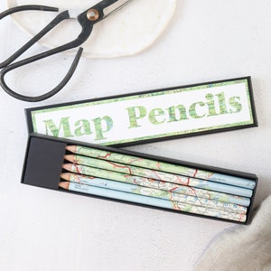 Geography Map Pencil Set, Travel Inspired Stationery