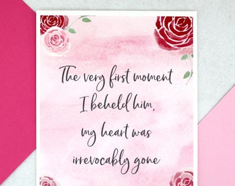 The very first moment I beheld him - An A5 Literary Print with a Jane Austen Quote from Northanger Abbey