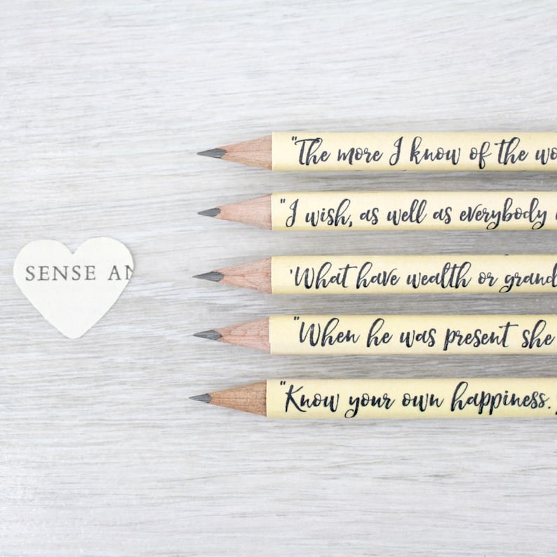 Sense and Sensibility Gift, Jane Austen Book Quote Pencils, Handmade in Ireland image 5