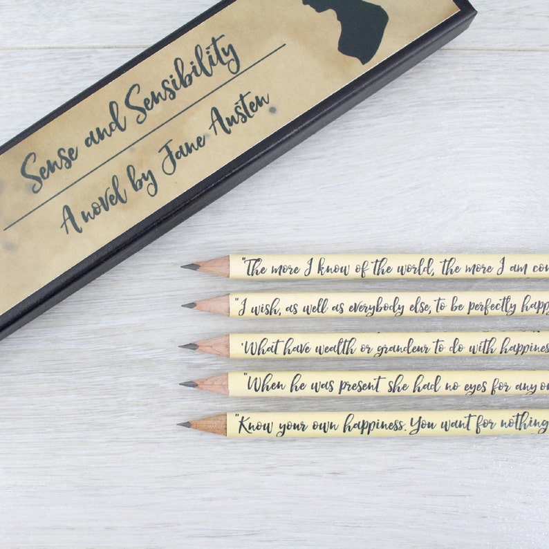 Sense and Sensibility Gift, Jane Austen Book Quote Pencils, Handmade in Ireland image 4