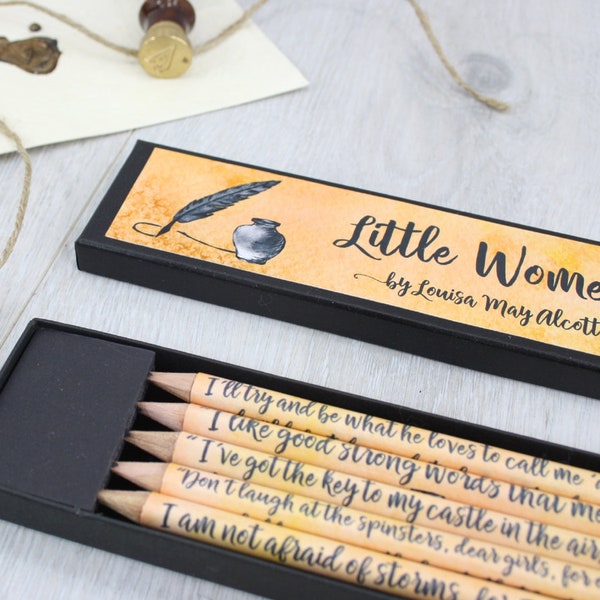 Little Women Quote Pencils, Literary Gifts for Girls, Louise May Alcott Quotes, I am not afraid of storms and Good Strong Words