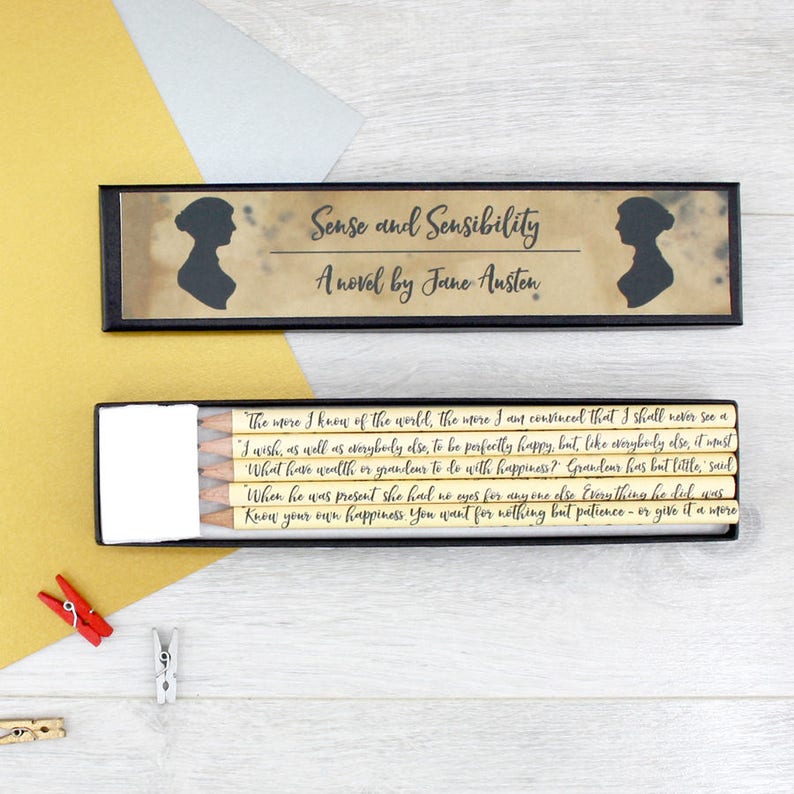 Sense and Sensibility Gift, Jane Austen Book Quote Pencils, Handmade in Ireland image 6