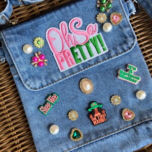 Greek Demin  Patch work crossbody bag