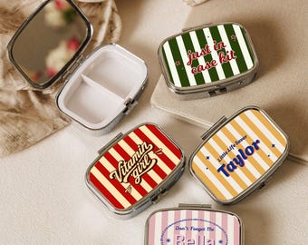 Vintage Funny Pill Box, Custom 2 Compartment Pill Case, Personalized  Travel Pill Organizer - Add Your Text or Design