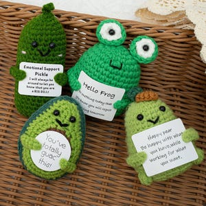 Handmade Crochet Positive Potato, Emotional Support Desk Buddy, Crochet Avocados, Knitted Cucumber, Birthday Gift, Support Gift for Her/Him