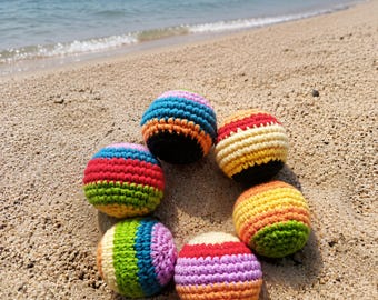 Bola de malabarismo feita à mão em crochê | Bola para arremesso ao ar livre | Bola sensorial para sala de aula | Lembrancinha para festa de acampamento de verão