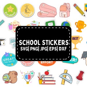 Schoolstickers | Digitale stickers | Goodnotes-stickers | PNG-stickers Leuke digitale stickers, kawaii-stickers, png, afdrukbare stickers