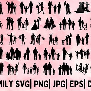 Family SVG PNG Bundle, Family Clipart, Fathers Day svg, Family Silhouette, Family SVG Cut Files for Cricut ,Father and Children svg,