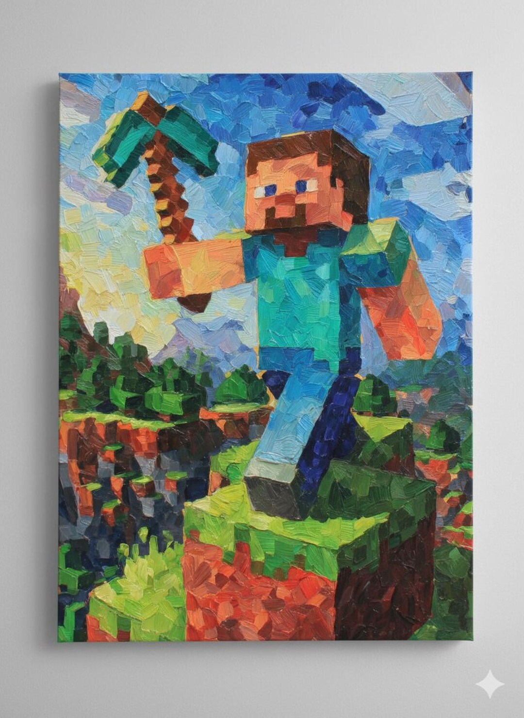 Minecraft Hand Painted Original Minecraft Painting – Handmade Acrylic Steve Wall Art ...