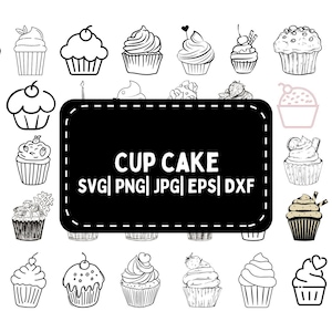 Cupcake SVG, Cake Cut file, Cupcake bundle svg, jpg ,png, Sweets svg, Cupcake Outline SVG, Birthday svg, Cupcake clipart Instant download